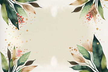Watercolor flowers frame, AI Generated