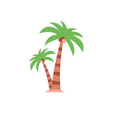 Summer palm trees icon. Flat vector illustration.