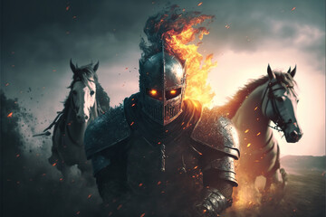 The War burning fire in the dark.Generative AI