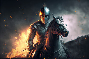 The War burning fire in the dark.Generative AI