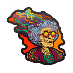 psychedelic cartoon old woman made with generative ai