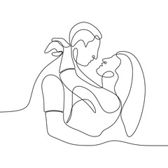 continuous drawing single line art illustration of a romantic couple