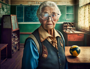 Elderly schoolteacher woman - generative ai