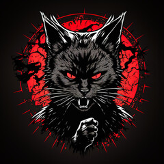 Angry cat anarchist logo