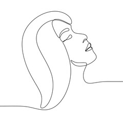 continuous drawing single line art illustration beautiful woman face 