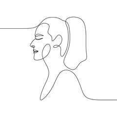 continuous drawing single line art illustration beautiful woman face 