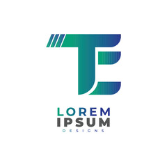 Initial letter TE, straight linked line bold, TE LOGO