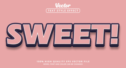 Editable text effect, Sweet text with modern style and color pink and blue
