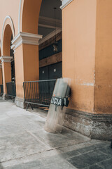 Lima, Peru - January 20, 2023: Police men on the streets at San Martin Square
