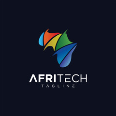 Africa Colorful Tech Logo digital design Illustration