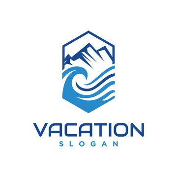 Mountain wave logo icon design illustration
