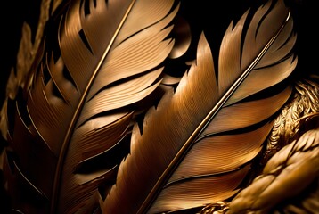 close-up of golden swan feathers, highlighting the intricate details (AI Generated)