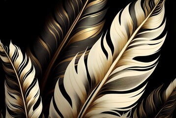 close-up of golden swan feathers, highlighting the intricate details (AI Generated)