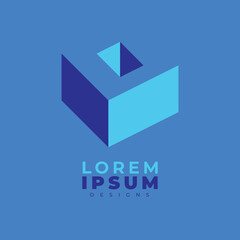 Fototapeta premium Geometric inside cut logo. O Letters. O cube monogram. Construction logo. Letter O 3D Logo.