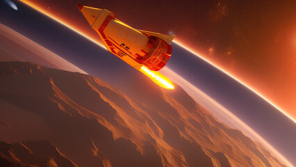 Fototapeta premium rocket on mars, Generative AI