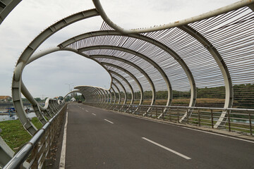 Artistic and futuristic bridge at Boom Marina beach in Banyuwangi, Indonesia.