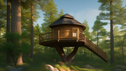 tree house in the environment, Generative AI