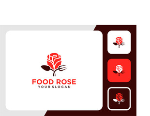 food logo design with roses and cutlery