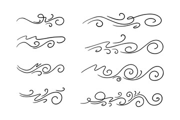 doodle wind with line art. vector illustration.