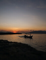 Fototapeta na wymiar Indonesian traditional fisherman boats on the beach.