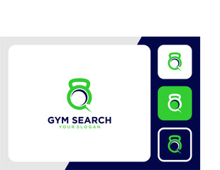 Fototapeta premium gym logo design with search and magnifying glass