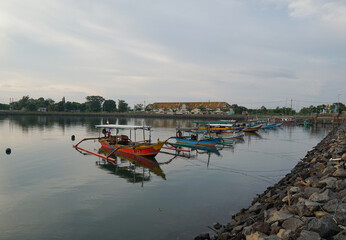 Fototapeta na wymiar Traditional fisherman boats docking at the marina.