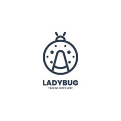 Vector Logo Illustration Lady Bug Line Art Style.