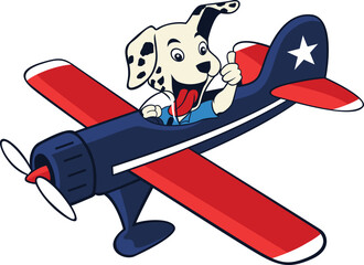 Playful Dog Flying a Plane