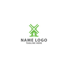 Organic Dutch windmills logo design inspiration, 