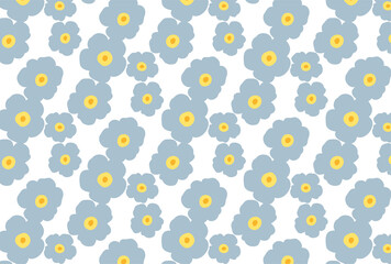 ナチュラルな水色の花の白色の壁紙
