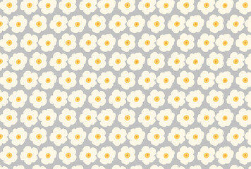 ナチュラルなピンクの花柄のグレーの壁紙
