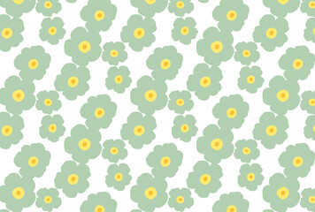 ナチュラルな緑色の花の白色の壁紙
