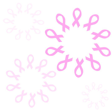 vector illustration of a pink background with pink ribbon, symbol of breast cancer day.