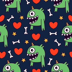 Monster character cartoon pattern design illustration