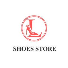 Initial L Letter with Female Shoes High Heels for Ladies Shoes Store, Shoes Fashion Company Logo Idea Template