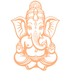 Hindu God Ganesha Line Art - obrazy, fototapety, plakaty