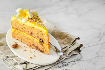 carrot cake with nut crumbs