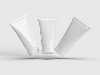 3d rendering blank cosmetic tube mockup. 3d illustration
