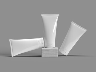 3d rendering blank cosmetic tube mockup. 3d illustration