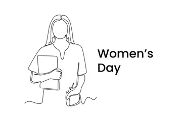 Single one line drawing a nurse. Happy women's day. Women's day  concept. Continuous line draw design graphic vector illustration.