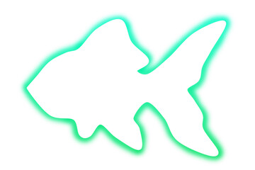 Silhouette of a goldfish glowing green