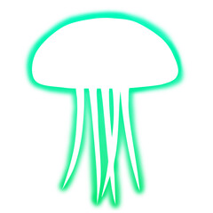 Silhouette of a jellyfish glowing green