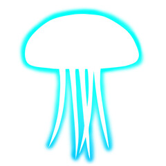 Silhouette of a jellyfish glowing blue