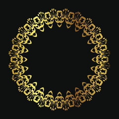 Decorative line art frame for design template. Elegant vector element Eastern style, place for text. Golden outline floral border. Lace illustration for invitations and greeting cards.