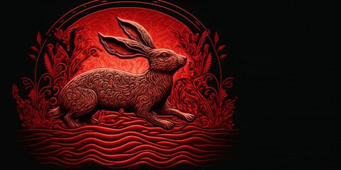 Chinese New Year 2023 Rabbit card and banner. Illustration. Generative AI