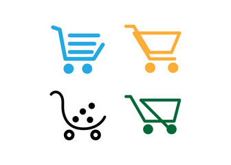 Shopping cart line icon design template isolated