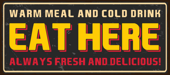  Restaurant bistro advertisement vintage metal sign vector design