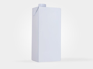 Milk or juice packages made of white carton paper, Mockup template design isolated on white