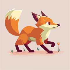Ilustración en vectores editables de zorro naranja feliz, estilo para cuentos infantiles animados,