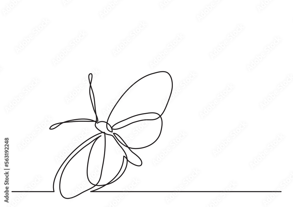 Poster continuous line drawing vector illustration with fully editable stroke of butterfly